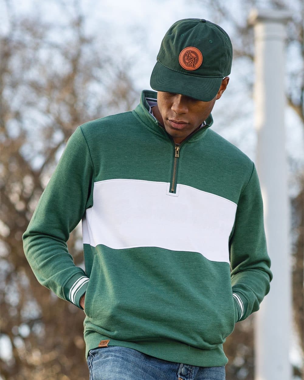 Image for Men's All-American Fleece Colorblocked Quarter-Zip Sweatshirt - 229565