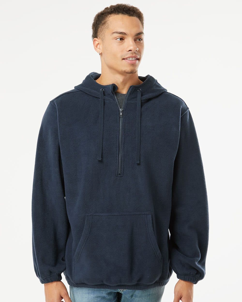 Image for Men's Polar Fleece Quarter-Zip Hooded Pullover - 3600