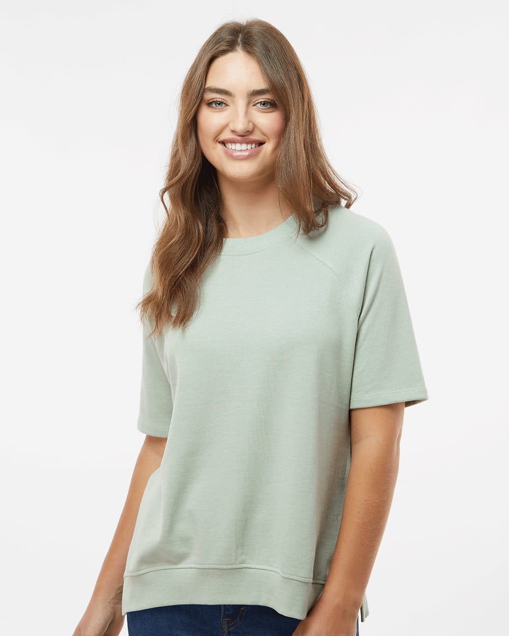 Image for Women's French Terry Short Sleeve Crewneck Pullover - W23711