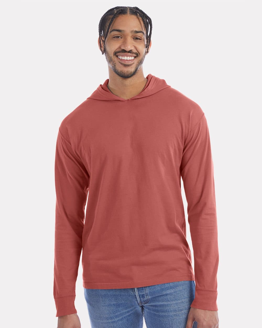 Image for Unisex Garment-Dyed Jersey Hooded Long Sleeve T-Shirt - GDH280