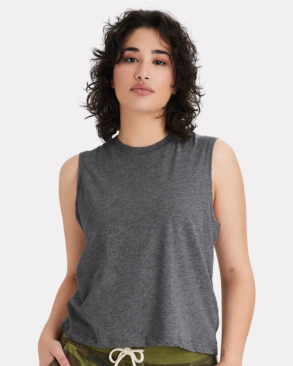 Image for Women's Cotton Jersey CVC Go-To Crop Muscle Tank - 1174CV