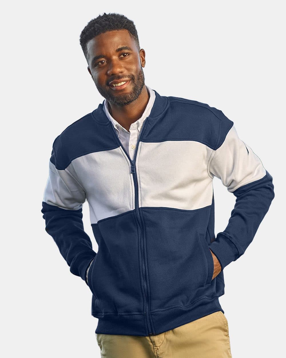 Image for Unisex Anchor Fleece Colorblocked Bomber Jacket - N17928