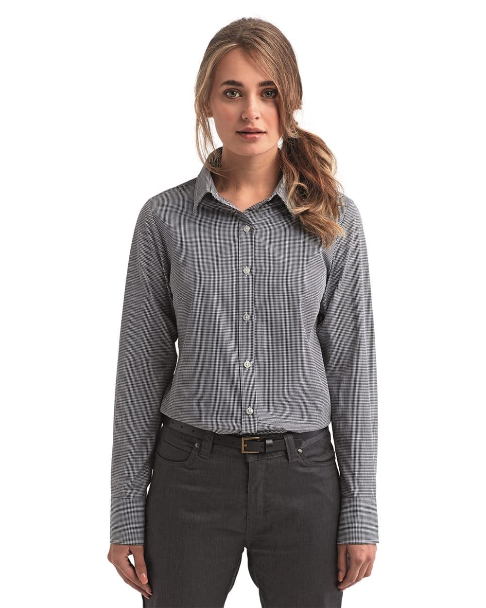 Image for Women's Microcheck Gingham Long-Sleeve Cotton Shirt - RP320