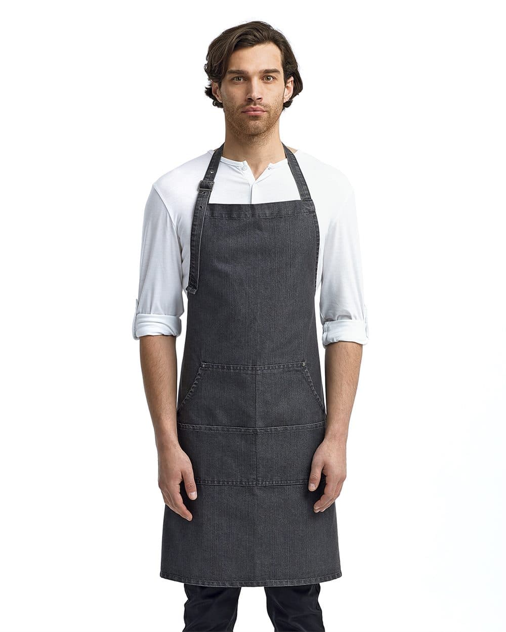 Image for Four-Pocket Jeans Stitch Denim Bib Apron - RP126