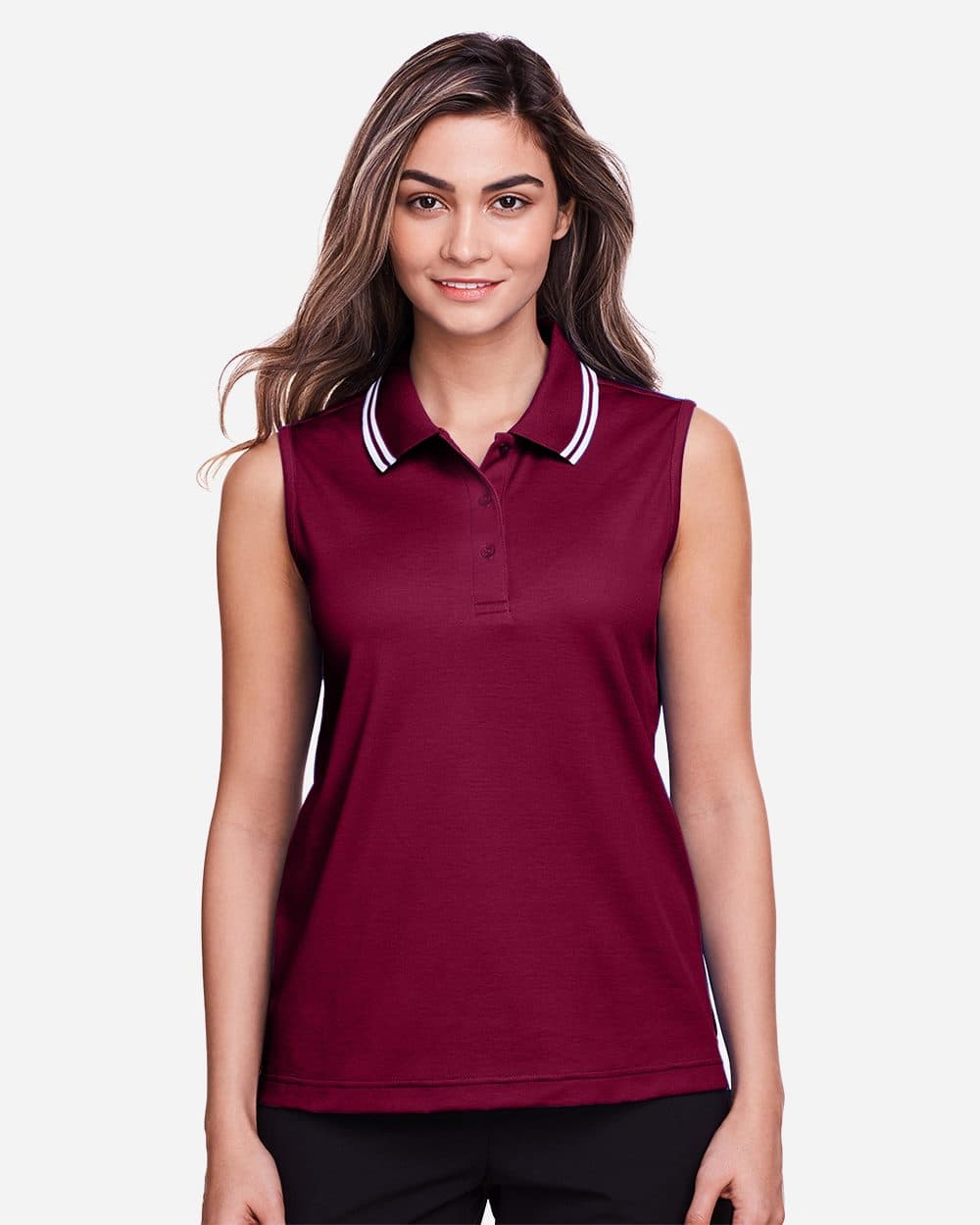 Image for Women's CrownLux Performance® Plaited Tipped Sleeveless Polo - DG20SW