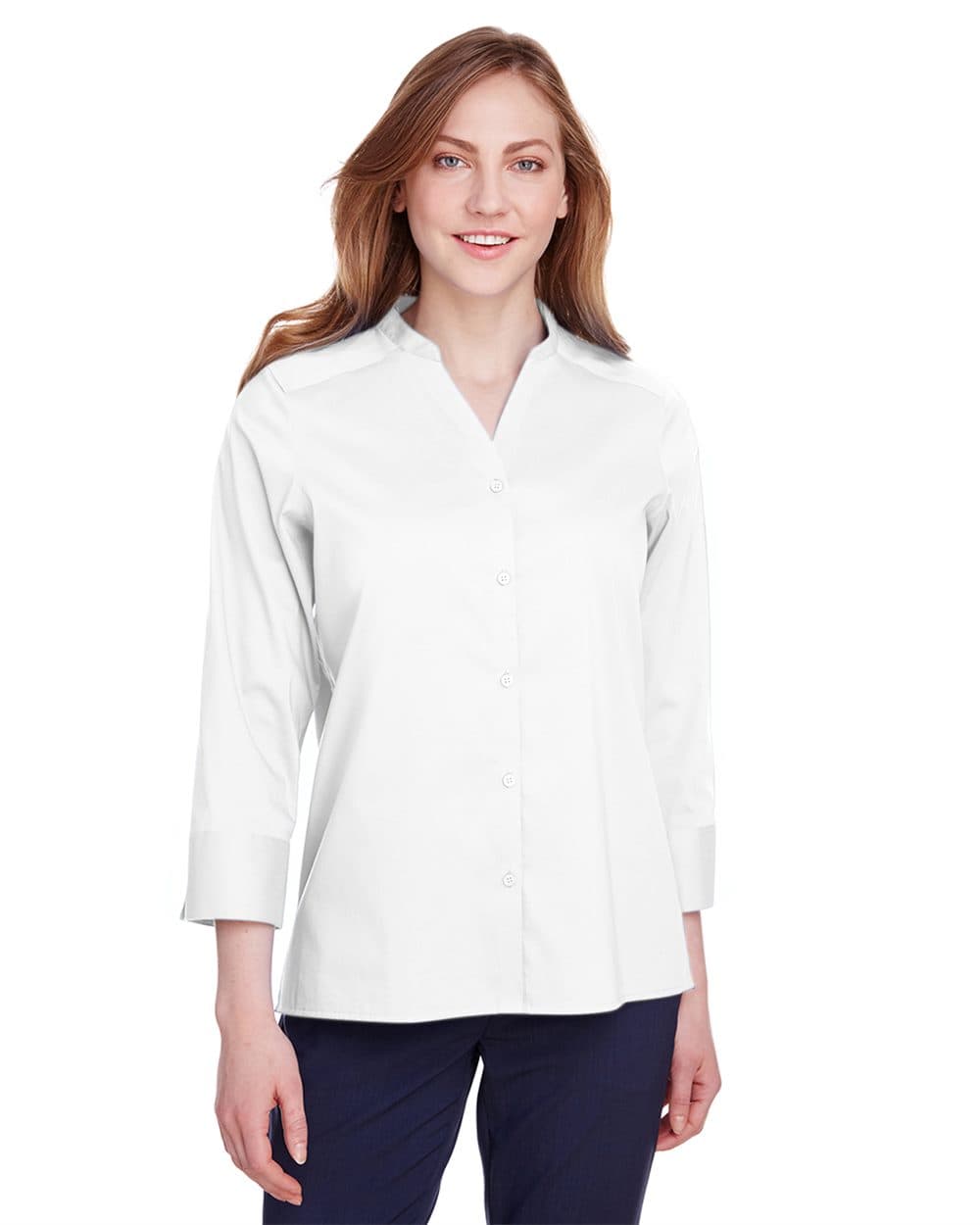 Image for Women's Crown Collection® Stretch Broadcloth Three-Quarter Sleeve Blouse - DG560W