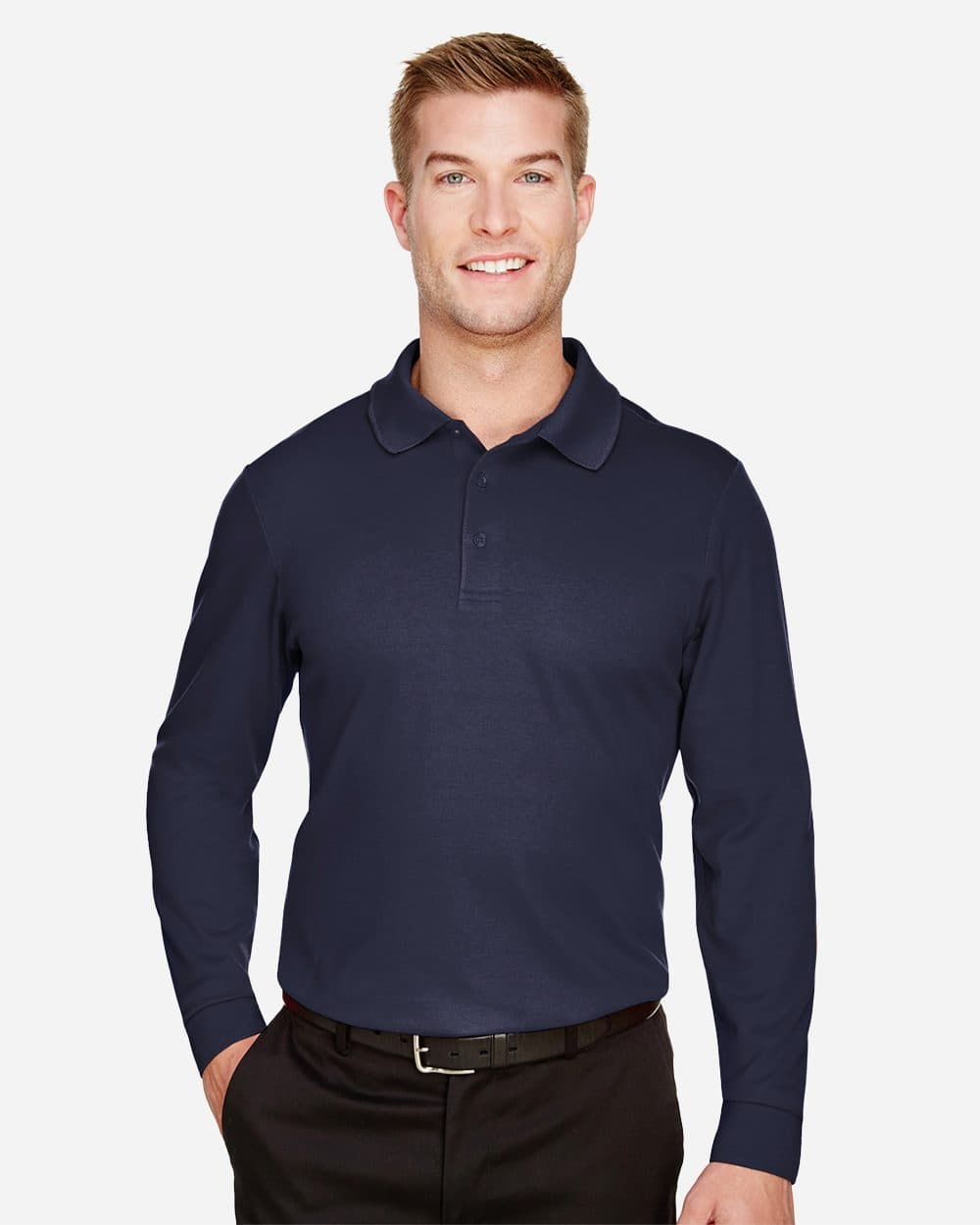 Image for Men's Tall CrownLux Performance® Plaited Long Sleeve Polo - DG20LT