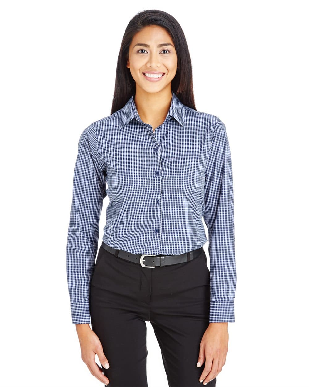 Image for Women's CrownLux Performance® Tonal Mini Check Woven Dress Shirt - DG535W