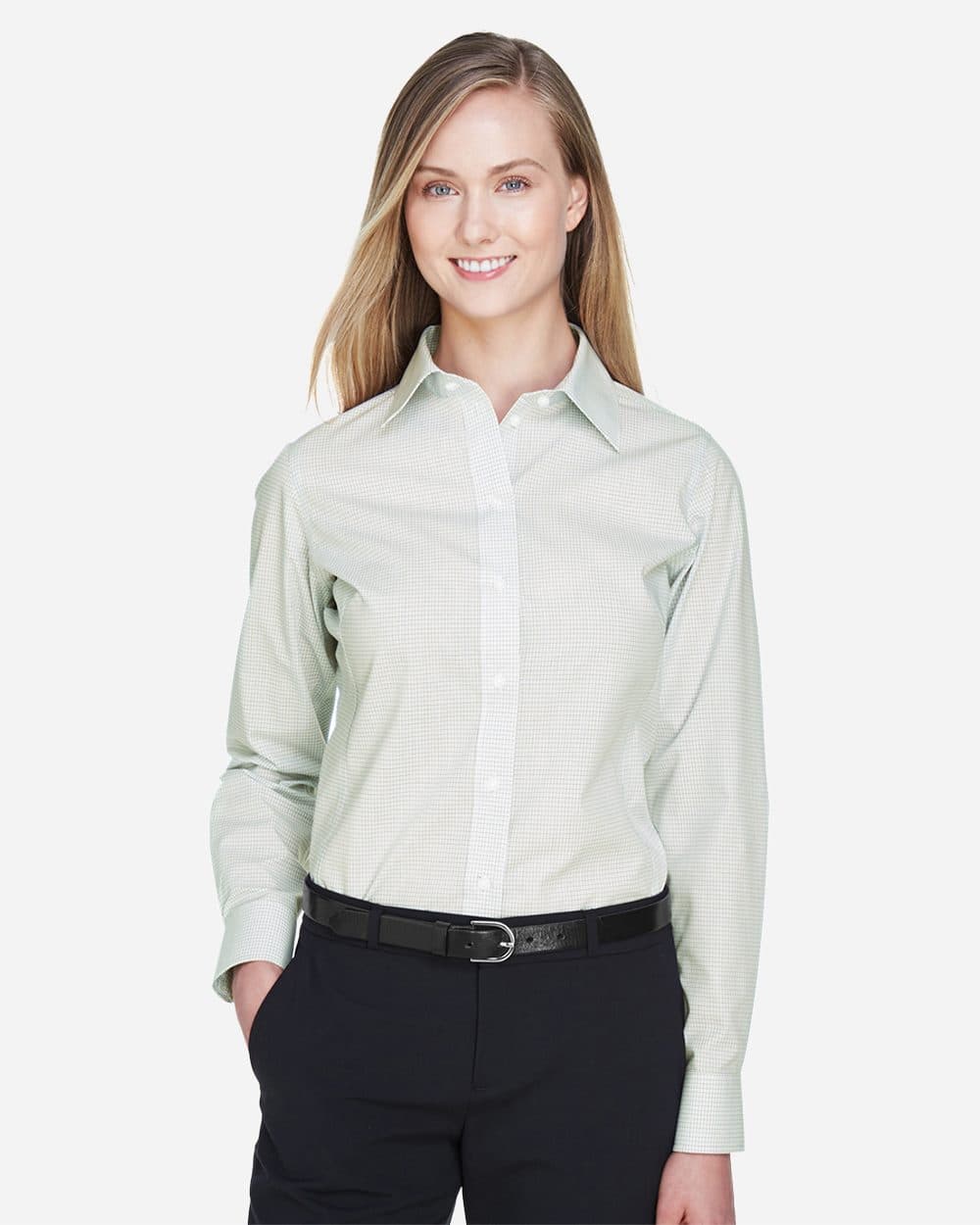 Image for Women's Crown Collection® Micro Tattersall Woven Dress Shirt - DG510W