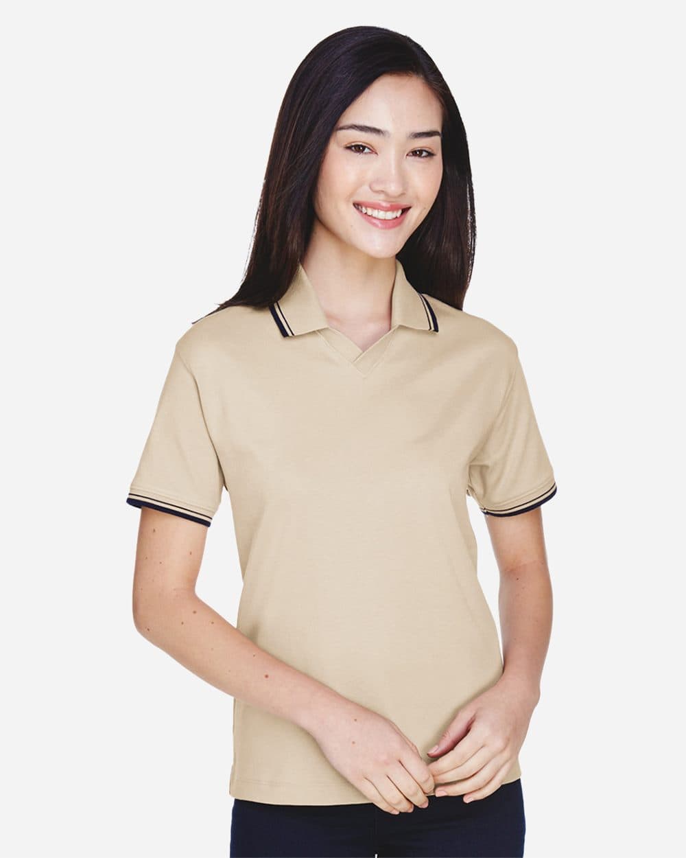 Image for Women's Tipped Perfect Pima Interlock Polo - D140W