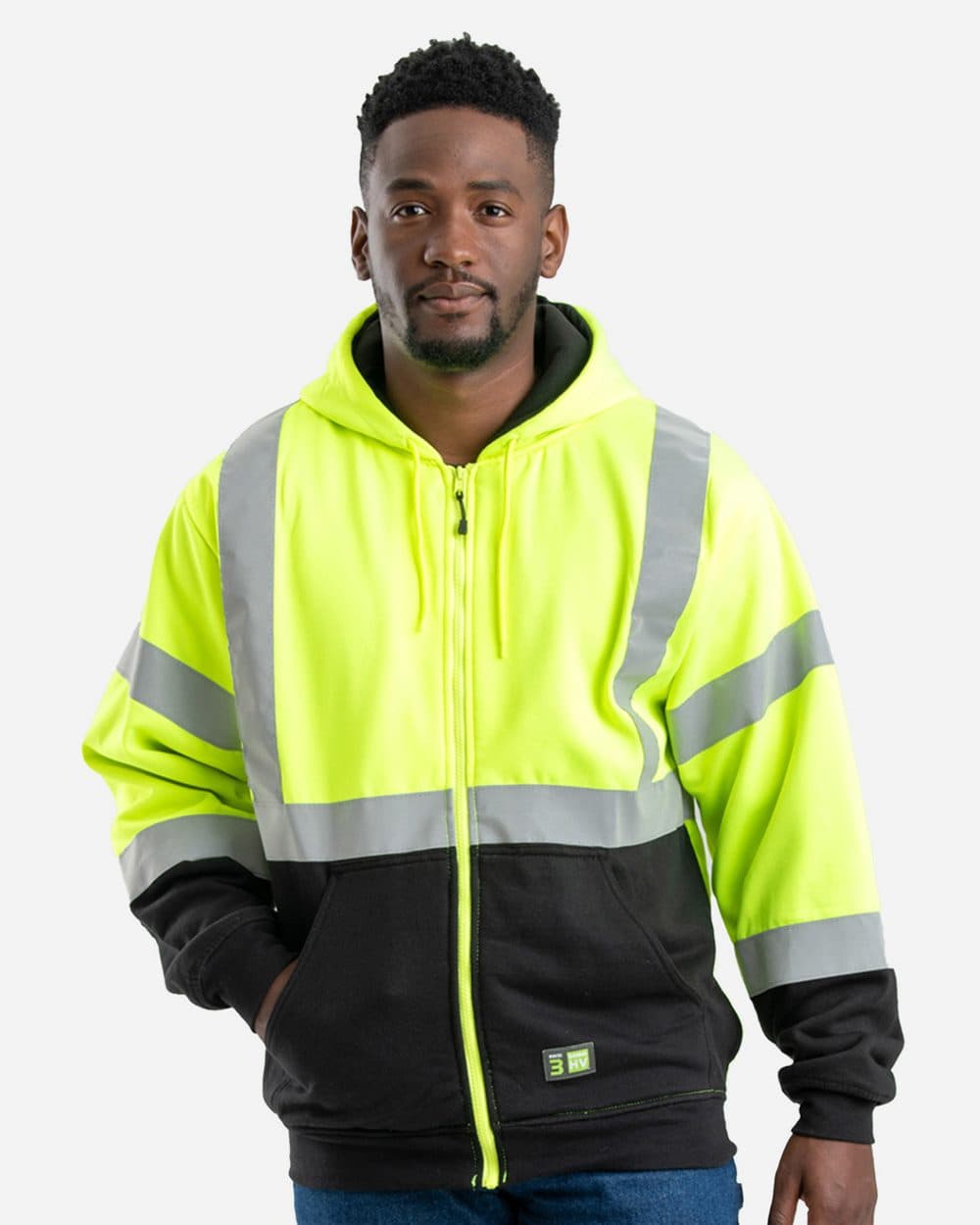 Image for Men's Hi-Vis Class 3 Color Block Full-Zip Hooded Sweatshirt - HVF023