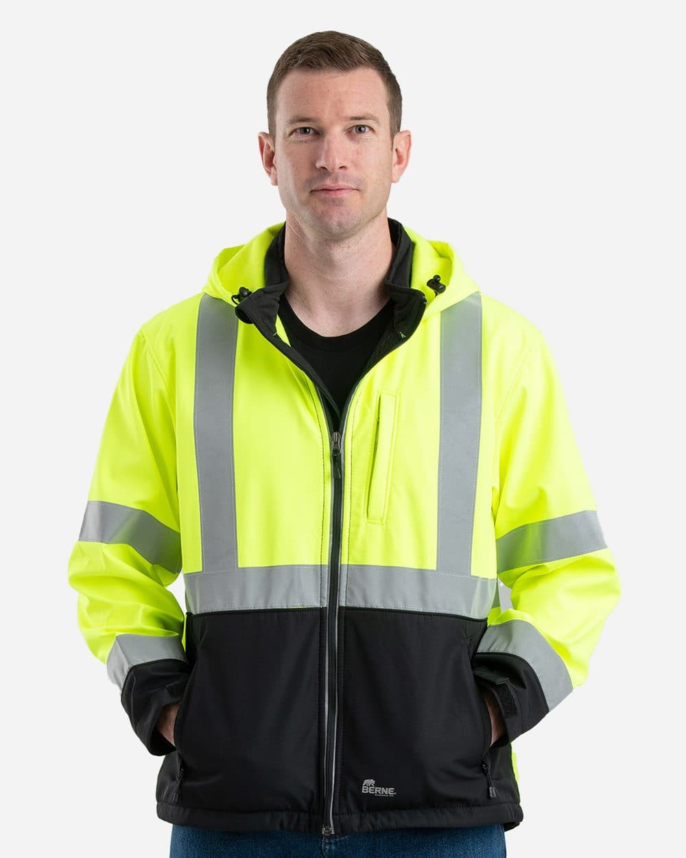 Image for Men's Hi-Vis Class 3 Hooded Soft Shell Jacket - HVJS206