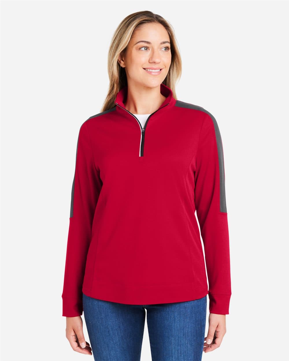 Image for Women's Market Snag Protect Mesh Colorblock Quarter-Zip Pullover - CE404W