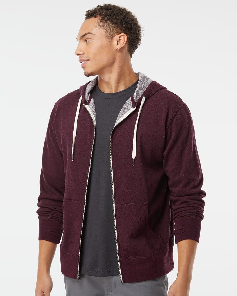 Image for Unisex Heathered French Terry Full-Zip Hooded Sweatshirt - PRM90HTZ