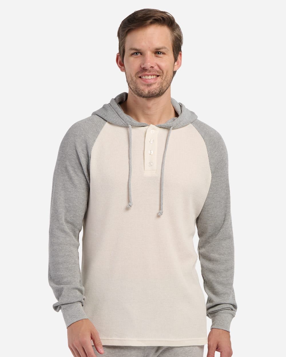 Image for Unisex Waffle Knit Pullover Hooded Long Sleeve T-Shirt - BM3702