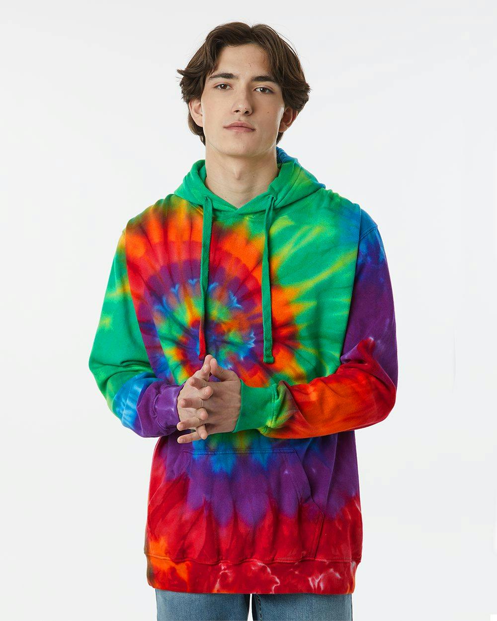 Image for Multi-Color Spiral Tie-Dyed Hooded Sweatshirt - 854MS