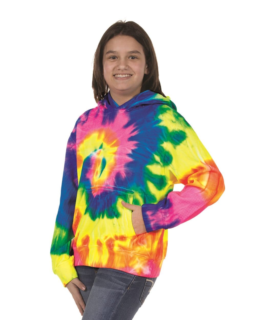 Image for Youth Multi-Color Swirl Hooded Tie-Dyed Sweatshirt - 854BMS