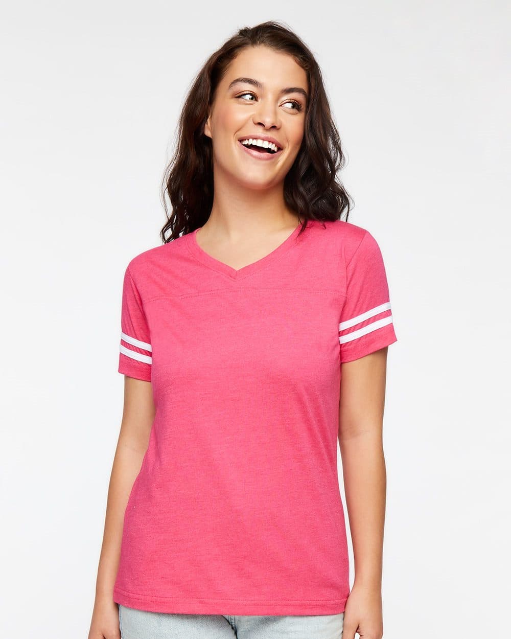 Image for Women's Football V-Neck Fine Jersey Tee - 3537