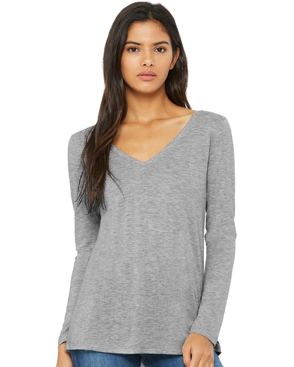 Image for Women's Flowy Long Sleeve V-Neck Tee - 8855