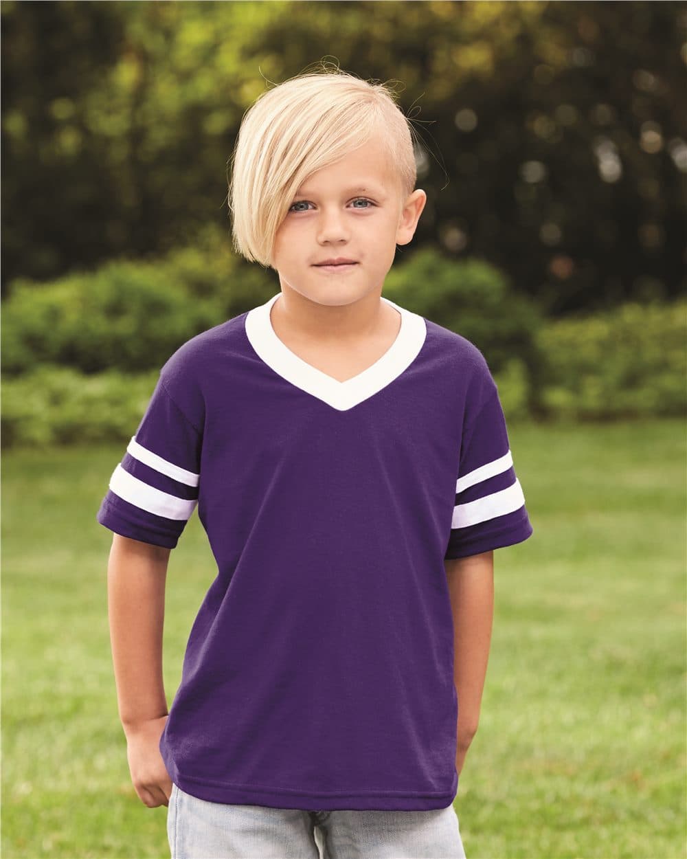 Image for Youth V-Neck Jersey with Striped Sleeves - 361