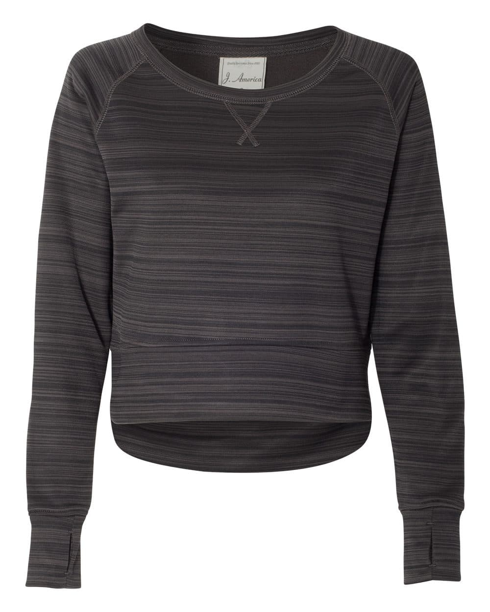 Image for Women's Odyssey Striped Performance Fleece Hi-Low Crewneck Sweatshirt - 8663