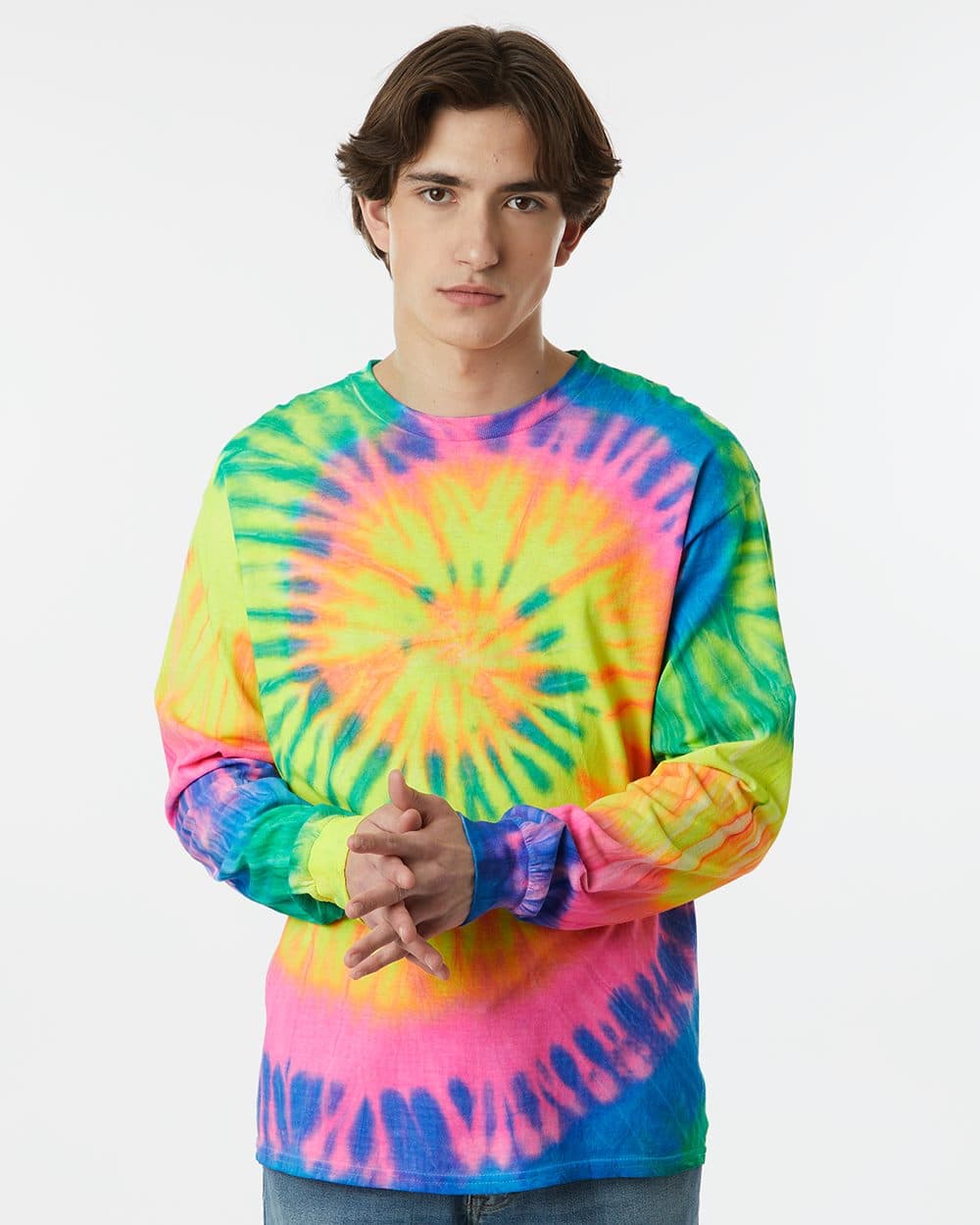 Image for Multi-Color Spiral Tie-Dyed Long Sleeve T-Shirt - 240MS