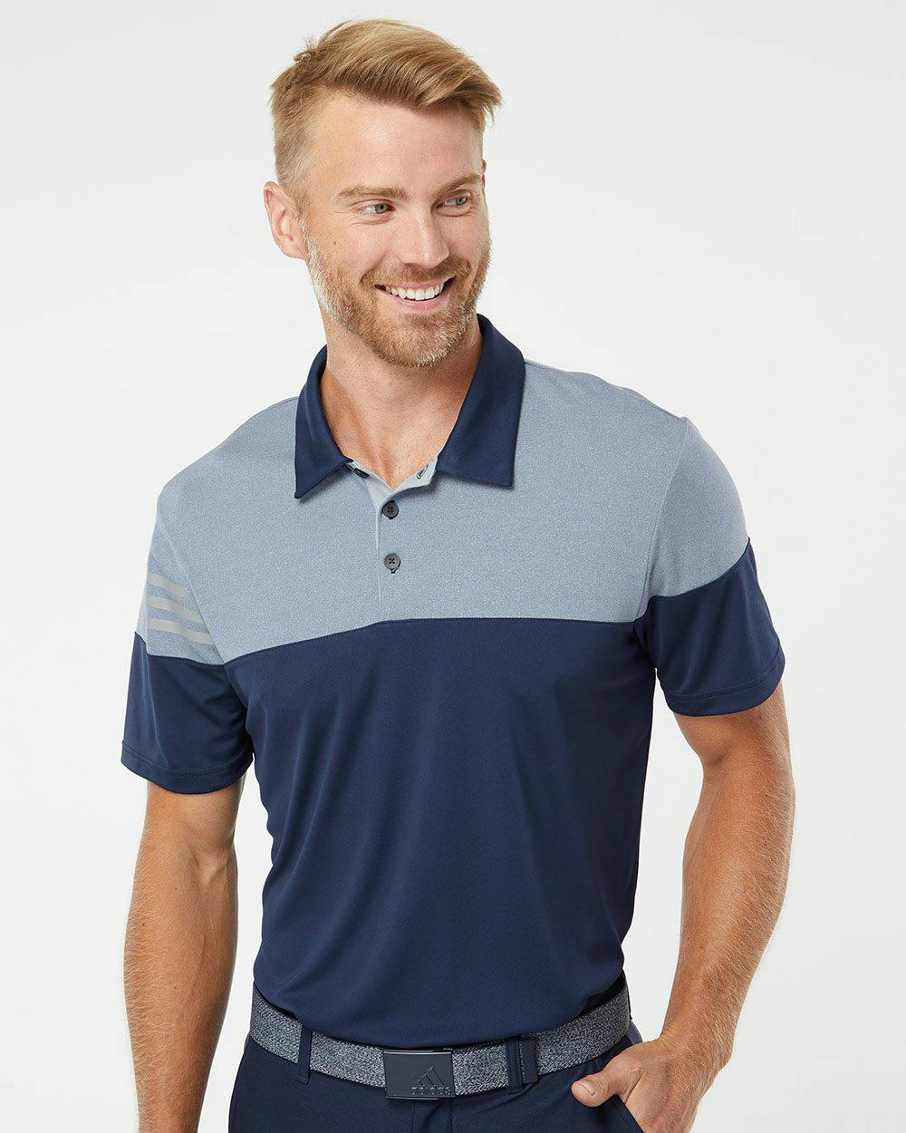 Image for Heathered 3-Stripes Colorblocked Polo - A213