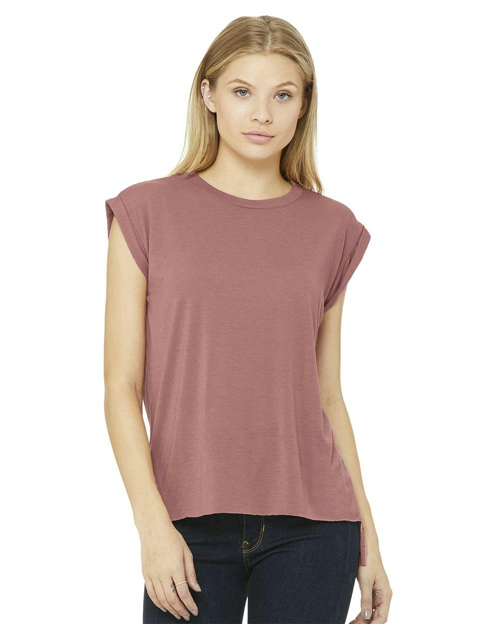 Image for Women’s Flowy Rolled Cuffs Muscle Tee - 8804