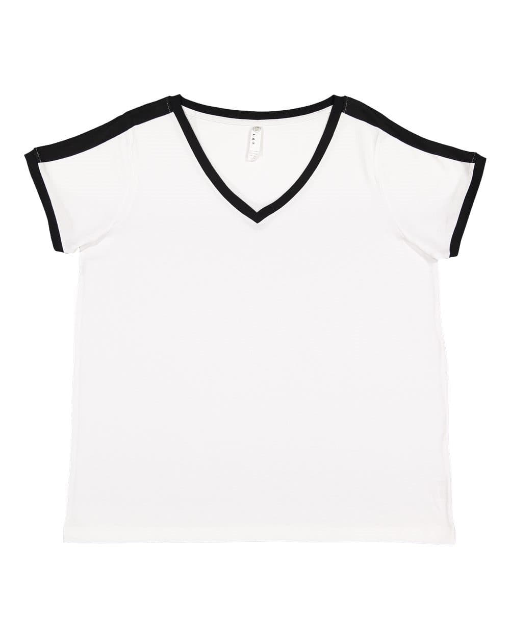 Image for Women's Curvy Retro Ringer Premium Jersey V-Neck Tee - 3832