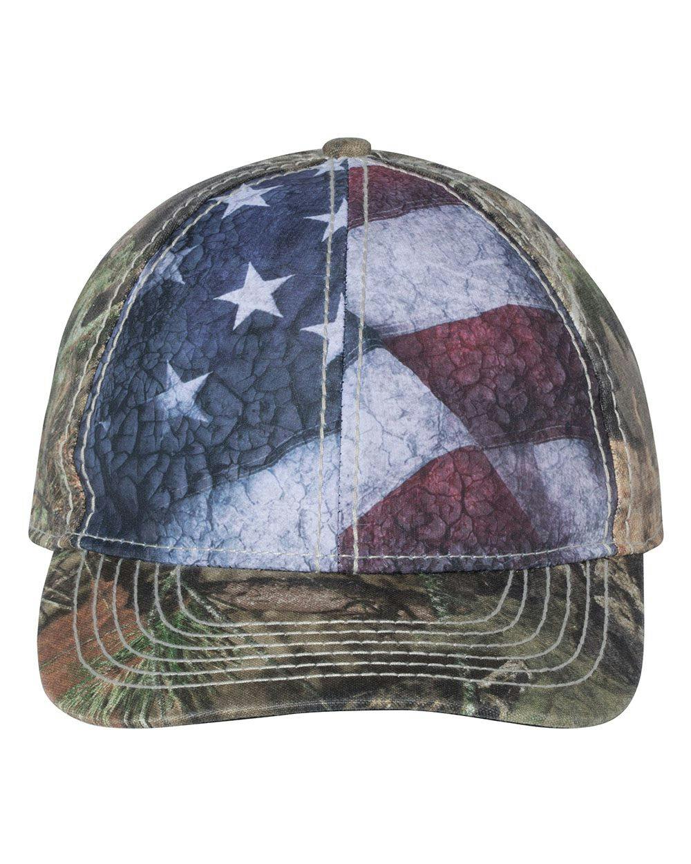 Image for Camo with Flag Sublimated Front Panels Cap - SUS100