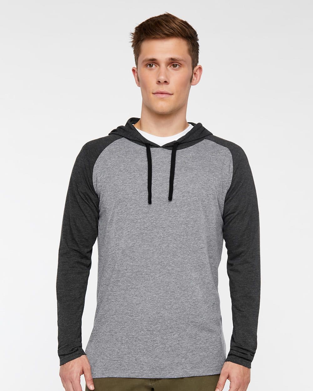 Image for Men's Fine Jersey Hooded Long Sleeve Raglan T-Shirt - 6917