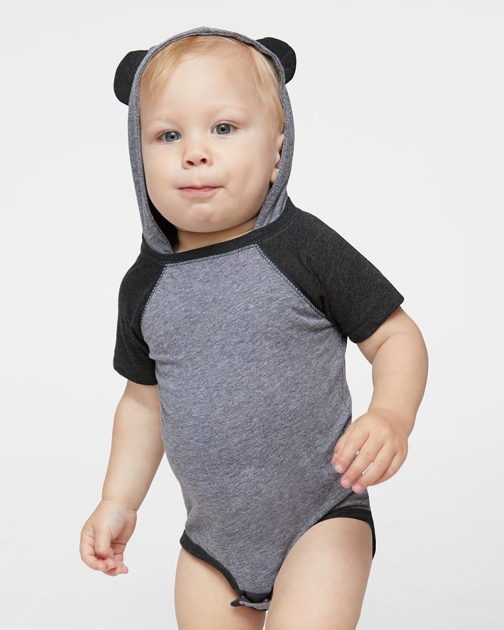 Image for Fine Jersey Infant Short Sleeve Raglan Bodysuit with Hood & Ears - 4417