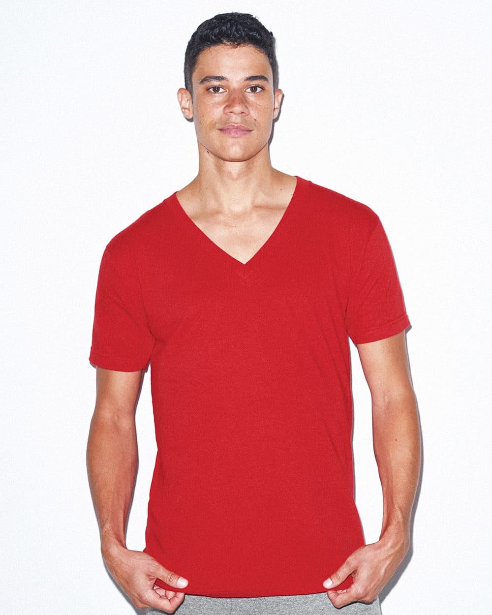 Image for USA-Made Fine Jersey V-Neck Tee - 2456