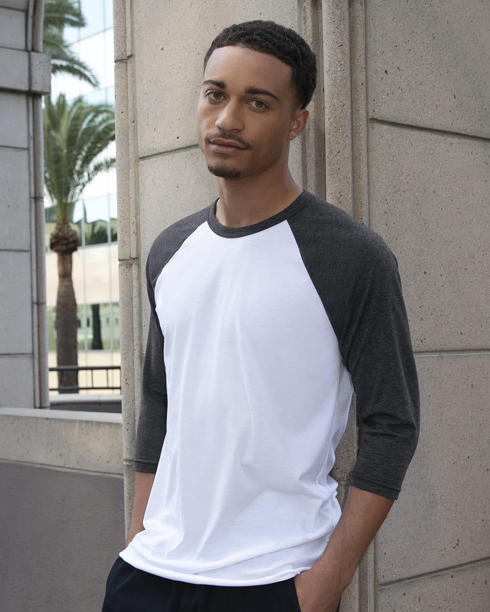 Image for USA-Made 50/50 Poly/Cotton Raglan Three-Quarter Sleeve Tee - BB453US