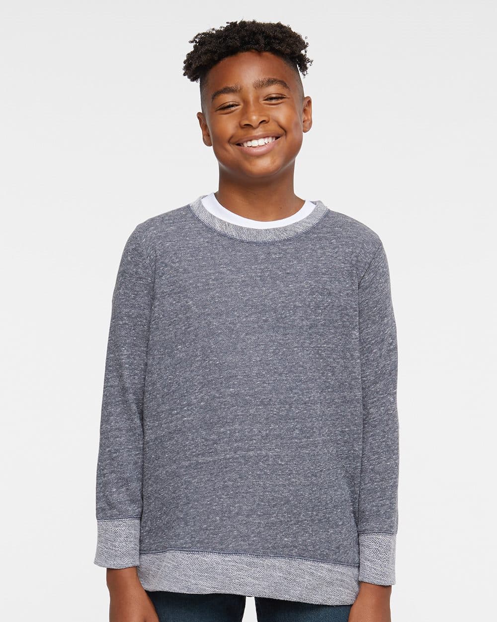 Image for Youth Harborside Mélange French Terry Long Sleeve with Elbow Patches - 2279