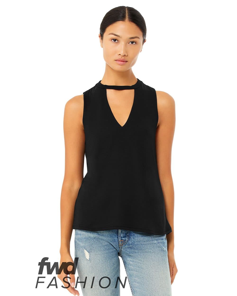 Image for FWD Fashion Women's Flowy Cut Neck Tank - 8808