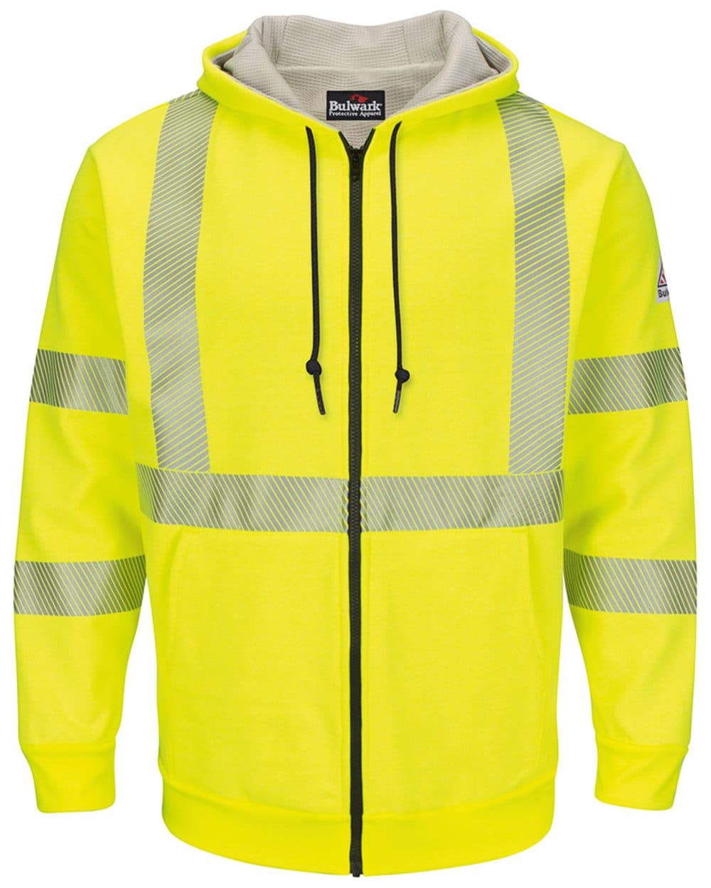 Image for Men's Hi-Visibility Zip-Front Hooded Fleece Sweatshirt with Waffle Lining - SMZ4HV