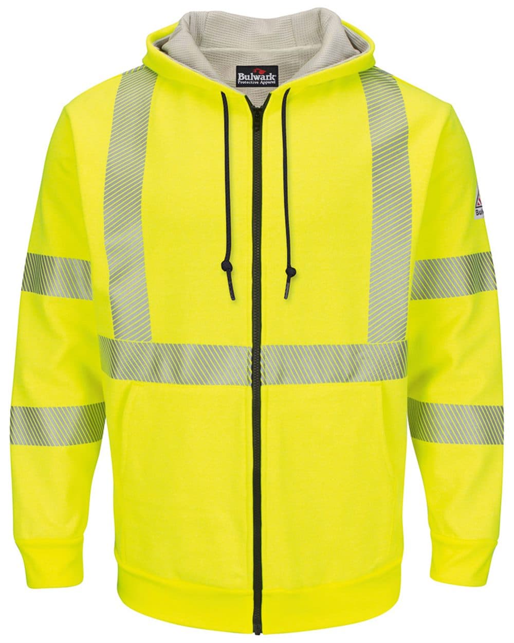 Image for Hi-Visibility Zip-Front Hooded Fleece Sweatshirt with Waffle Lining - SMZ4HV