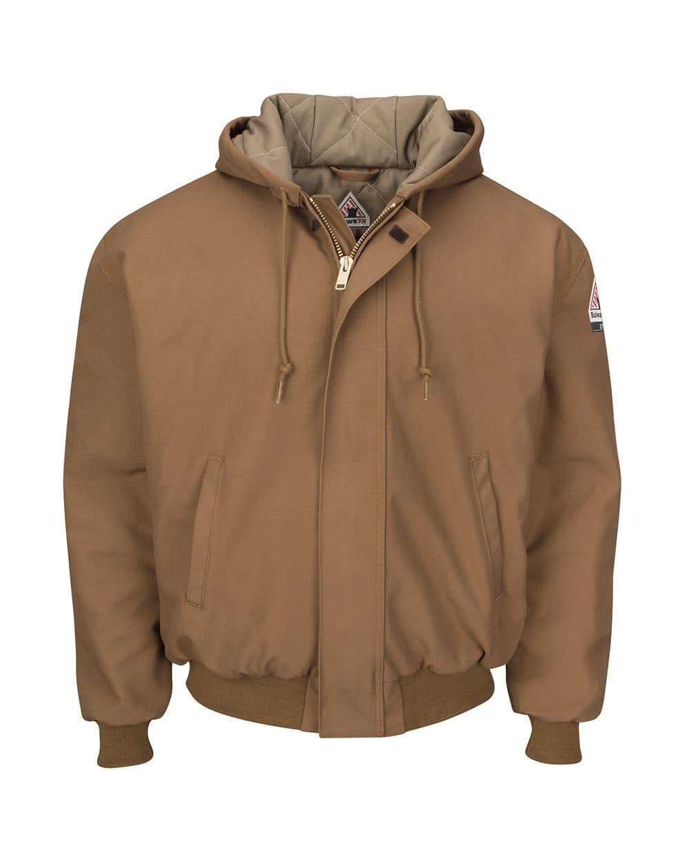 Image for Insulated Brown Duck Hooded Jacket with Knit Trim - JLH6