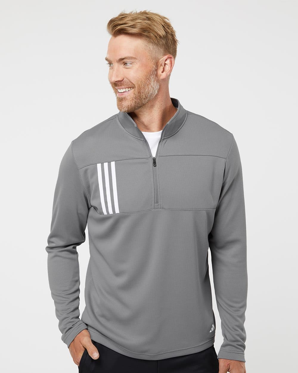 Image for Men's 3-Stripes Double Knit Quarter-Zip Pullover - A482
