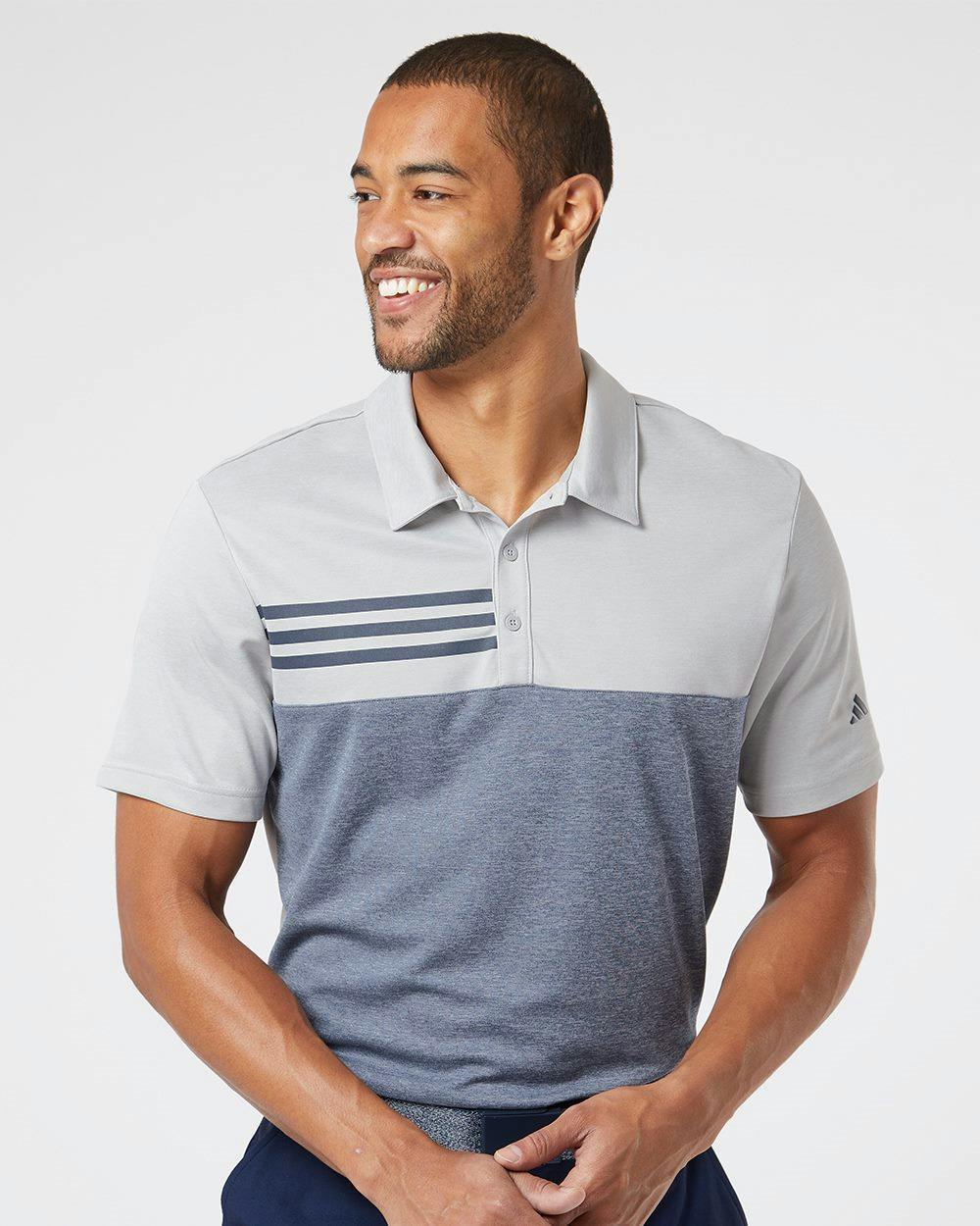 Image for Heathered Colorblocked 3-Stripes Polo - A508