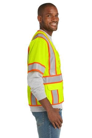 Image for CornerStone ANSI 107 Class 3 Surveyor Mesh Zippered Two-Tone Short Sleeve Vest. CSV106