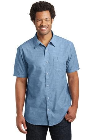 Image for DISCONTINUED District Made Mens Short Sleeve Washed Woven Shirt. DM3810