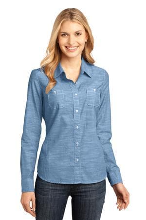 Image for DISCONTINUED District Made - Ladies Long Sleeve Washed Woven Shirt. DM4800