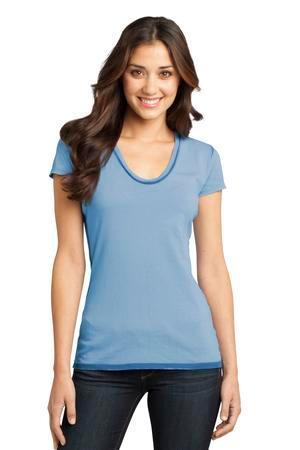 Image for DISCONTINUED District - Juniors Faded Rounded Deep V-Neck Tee. DT2202