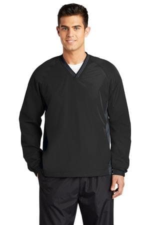 Image for Sport-Tek Tipped V-Neck Raglan Wind Shirt. JST62