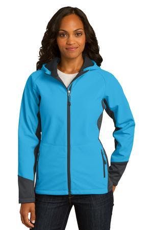 Image for DISCONTINUED Port Authority Ladies Vertical Hooded Soft Shell Jacket. L319