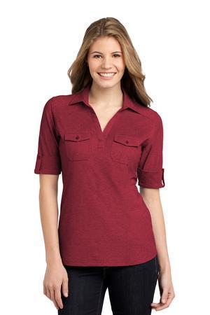 Image for DISCONTINUED Port Authority Ladies Oxford Pique Double Pocket Polo. L557