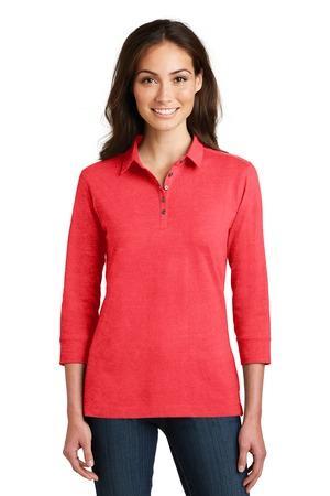 Image for DISCONTINUED Port Authority Ladies 3/4-Sleeve Meridian Cotton Blend Polo. L578