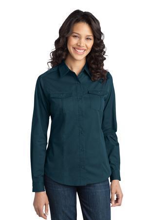 Image for DISCONTINUED Port Authority Ladies Stain-Release Roll Sleeve Twill Shirt. L649